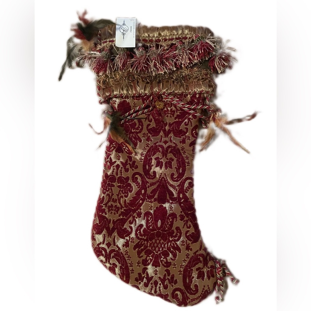 Chateau Christmas Stocking with Feathers